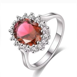 Elegant Female Oval 3.2ct Created Ruby Ring